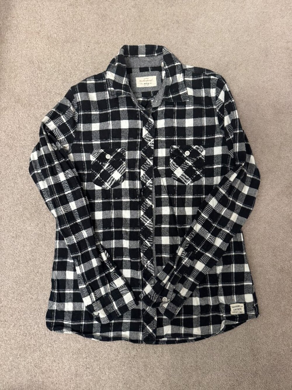 Weatherproof® Vintage Black & White Button-Up Flannel (S)